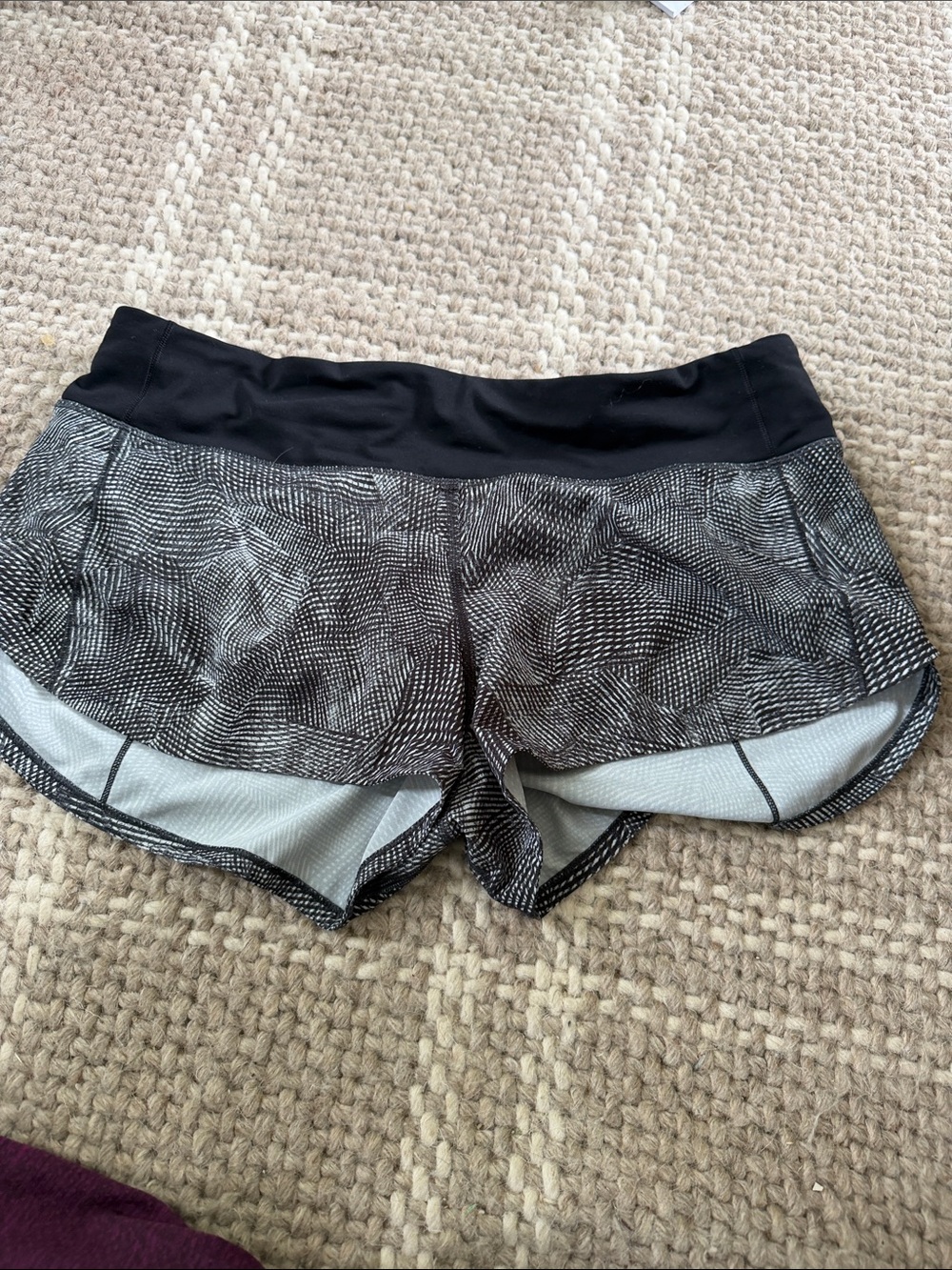 lululemon athletica Black & White Patterned Athletic Shorts